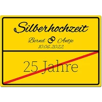 Geschenk zur Silberhochzeit - Schild A3 | Desgin Ortsschild