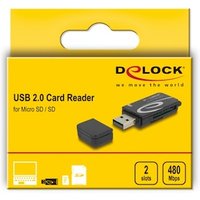 Delock Mini USB 2.0 Card Reader mit SD und Micro SD Slot