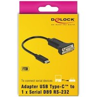 Delock Adapter USB Type-C™  1 x Seriell DB9 RS-232 15cm schwarz