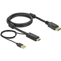 Delock 85963 HDMI + USB zu DisplayPort Kabel 4K 30 Hz 1 m