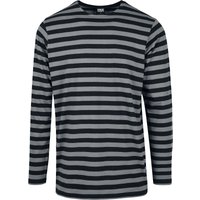 Urban Classics Langarmshirt - Regular Stripe Longlseeve - M bis XXL - für Männer - Größe XXL - grau/schwarz