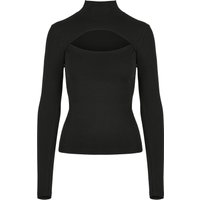 Urban Classics Langarmshirt - Ladies Cut-Out Turtleneck Longsleeve - XS bis XL - für Damen - Größe S - schwarz