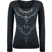 Spiral - Gothic Langarmshirt - Raven Skull - M bis XXL - für Damen - Größe XXL - schwarz