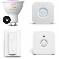 Philips Hue White & Color Ambiance GU10 400lm Starter-Set + Dimmschalter + Bewegungsmelder Indoor