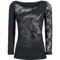 Spiral Langarmshirt - Celtic Unicorn - S bis XL - für Damen - Größe XL - schwarz