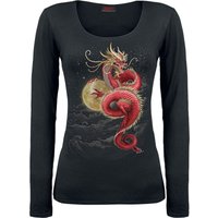 Spiral Langarmshirt - Shenlong - L bis XXL - für Damen - Größe XXL - schwarz