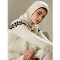 LILYSILK Frauen Balaclava Natürliches Weiß DE 100% Kaschmir Hupenknöpfe Geeignet Für Outdoor-Aktivitäten Einheitsgröße