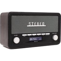 Denver DAB Radio - Modell 2023 - Retro-Radio - Bluetooth - DAB+/ FM - dimmbar - Batterien & Netz - DAB18 - Dunkelgrau