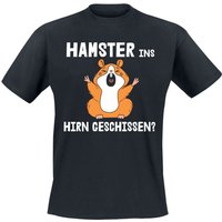 Funshirt T-Shirt - Hamster ins Hirn geschissen? - M bis 3XL - für Männer - Größe XXL - schwarz