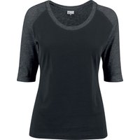 Urban Classics Langarmshirt - Ladies 3/4 Contrast Raglan Tee - S bis M - für Damen - Größe S - schwarz/charcoal