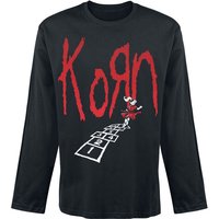 Korn Langarmshirt - Hopscotch Tracklist - M bis XXL - für Männer - Größe XXL - schwarz  - Lizenziertes Merchandise!