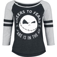 The Nightmare Before Christmas - Disney Langarmshirt - Jack - Cheers To Fears - Scare Is In The Air - S bis XXL - für Damen - Größe XXL - schwarz/grau