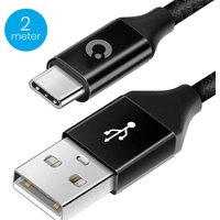 Auronic USB-C Kabel - 2M - 2.4A - USB C zu USB-A - Geflochtenes Nylon - Schwarz