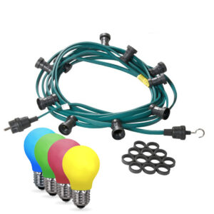 Illu-/Partylichterkette 50m - Außenlichterkette grün - Made in Germany - 50 bunte LED Tropfenlampen