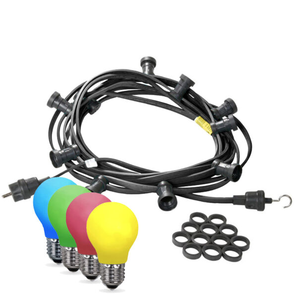 Illu-/Partylichterkette 20m - Außenlichterkette - Made in Germany - 40 x bunte LED Tropfenlampen