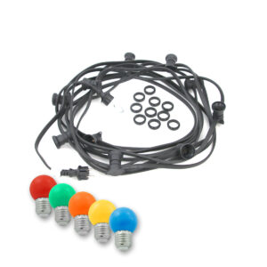 Illu-/Partylichterkette BLACKY 10m - Außenlichterkette schwarz - 10x E27 bunte LED Kugellampen