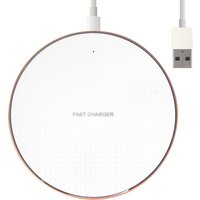 Nuvance - Wireless Charger 10W - Inklusive Kabel - Wireless Charger - Schnelles Ladegerät - Geeignet für alle Qi Smartphones - Weiß und Gold