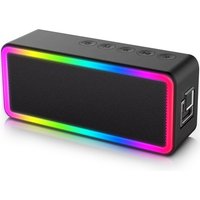 Strex Tragbarer Bluetooth-Lautsprecher RGB - Drahtloser Lautsprecher mit Beleuchtung - wasserdicht - 16 Stunden Akku - 12 W - Bluetooth 5.0 - FM