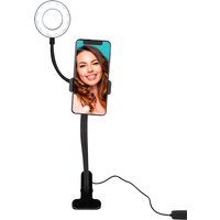 Grundig Selfie Studio Ringlampe - Ringlicht - Selfie Lampe - Social Media und Vlogs - mit Tischklemme - flexibler Hals - USB